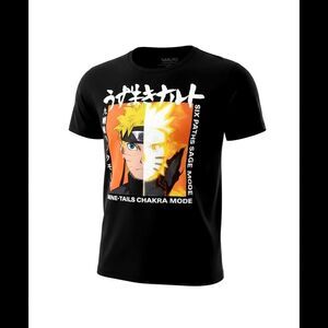 Naruto Shippuden Nine-Tails Chakra Mode Mens Black T-Shirt - Size: Medium